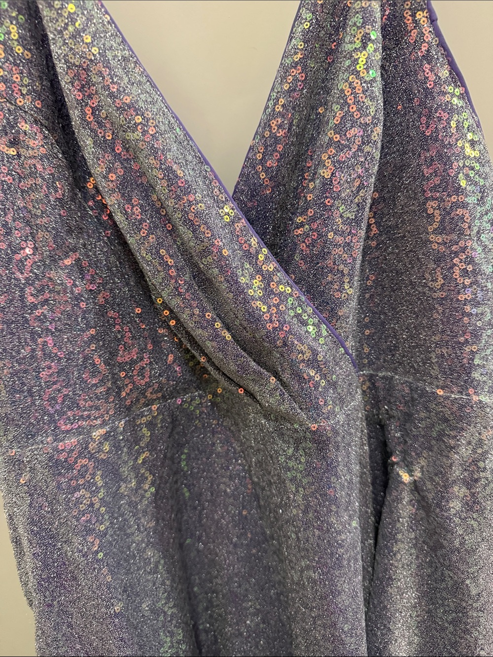 Women’s  2x Sparkly Lavender Sequin A Line Party Dress Jeweled Straps - Picture 6 of 9